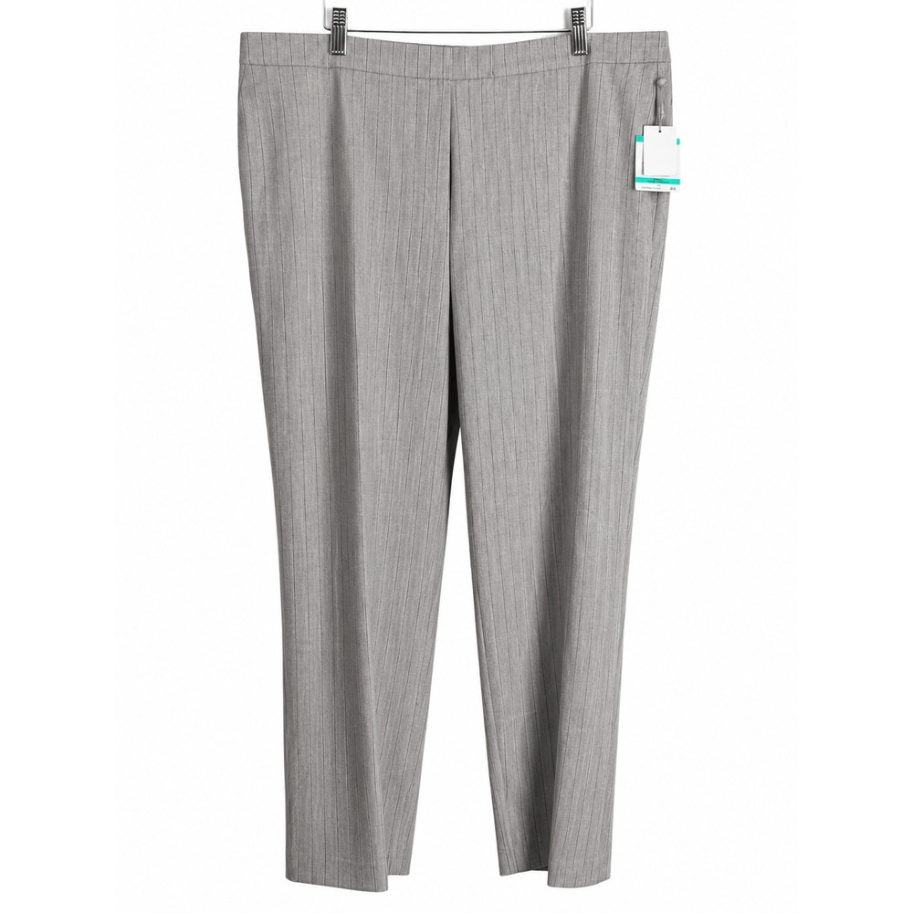 Kasper Dress Pants Womens 16 Light Gray Heather Pinstripe Trousers Workwear Chic